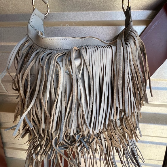 SOLD!! Topshop Gray/Blue Fringe Shoulder Bag - Picture 3 of 5